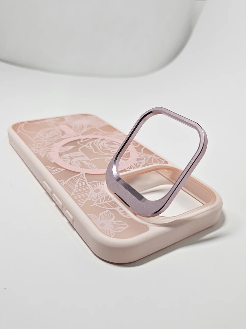 Pink Floral Rose MagSafe Case for iPhone 16 Pro Max – 3D Embossed Aesthetic